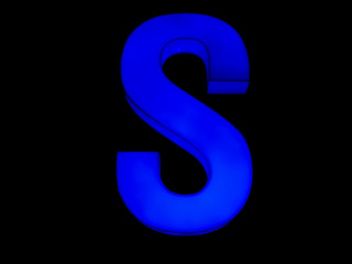 blue neon letter S