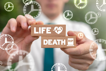 Life Death Human Aging Business Time Deadline Concept.