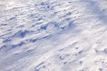 Fototapeta na wymiar White snow on the ground