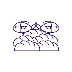 Isolated bread and fish line vector design