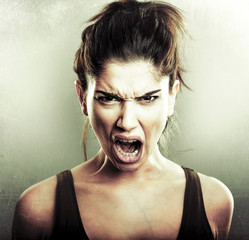 Face of angry mad furious woman