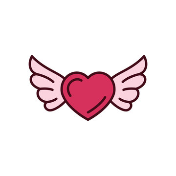 Isolated heart with wings icon fill vector design