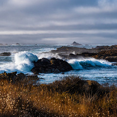 Waves Crashing on Rocks