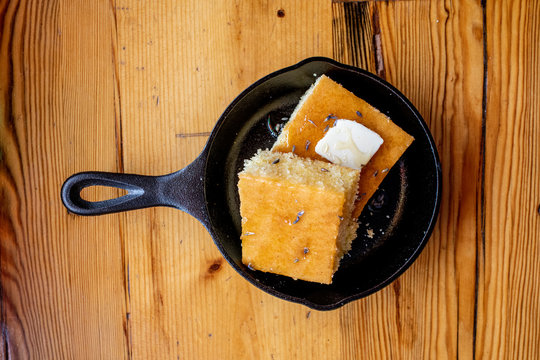 Homemade Southern Style Cornbread in frying pan