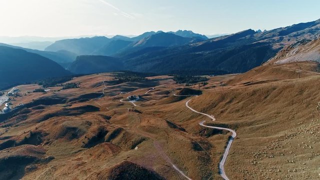 Beautiful aerial landscape 4k footage in Dolomites Italy