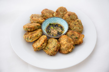 Korean style pan-fried meatballs which is called dong-geulangttaeng in Korea