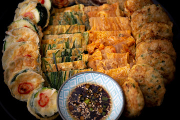 Korean style assorted savory pancakes