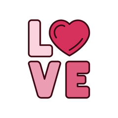 Isolated love text fill vector design