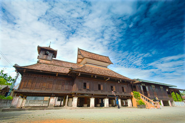 Mosque made of wood, Narathiwat, Thailand.