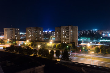 A view of the night city of Kaliningrad, Russia.