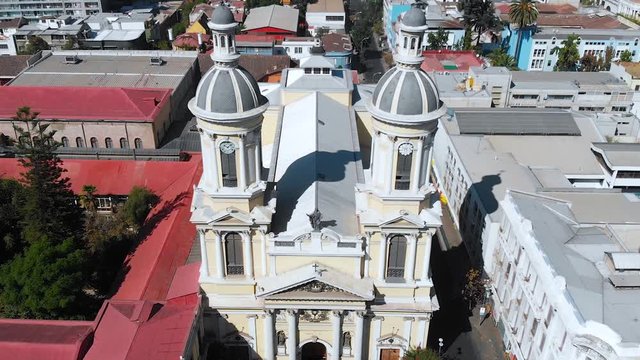 Catholic church of the Colegio San Ignacio, Temple (Santiago, Chile) aerial view