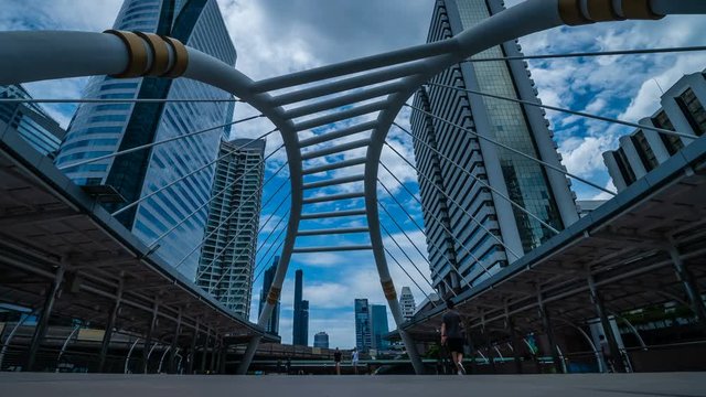 time lapse of Chong Nonsi skytrain station in Bangkok, Thailand