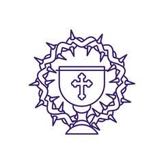 Isolated cup with crown line vector design