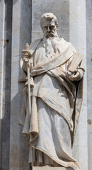 Fototapeta na wymiar CATANIA, ITALY - APRIL 8, 2018: The statue of St. Paul the Apostle in front of Basilica di Sant'Agata.