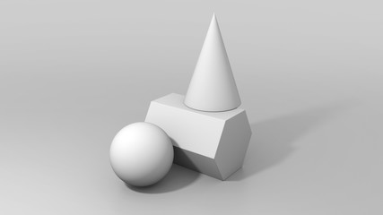 Fototapeta premium 3D Plaster Figures | Prism, Sphere, Cone