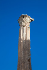 Ruins of the Hadrian Library at the center of the Athens city in Greece