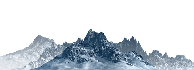 Fototapeta na wymiar Snowy mountains Isolate on white background 3d illustration