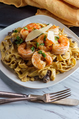 Fettuccine Alfredo Shrimp Mushrooms