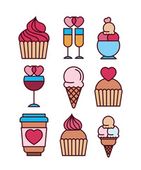 Isolated love icon set fill vector design