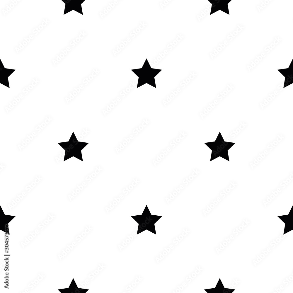 Canvas Prints seamless pattern of black five-pointed stars on white background. vector illustration