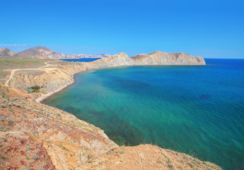 Fototapeta na wymiar mull Khameleon and Black Sea scenery in Crimea