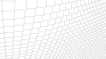 Vector perspective grid of squares. Detailed squares on white background.