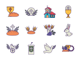 Isolated religion icon set fill vector design