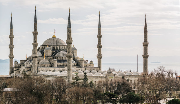 The Sultan Ahmet Mosque (Blue Mosque) - a historic mosque in Istanbul, Turkey. 