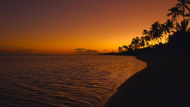 Beautiful sunset on the beach. Location Hawaii. 