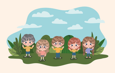 Obraz premium Girls and boys cartoons vector design