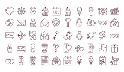 Isolated love icon set line vector design