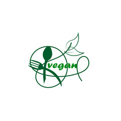 Concept green vegan diet logo with leaf icon