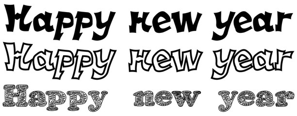 Fototapeta premium Inscription: Happy New year on a white background with options