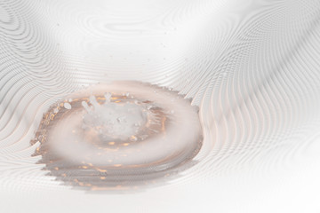 Liquid with splashes from a fallen object on the bowl of a three-dimensional mathematical function