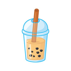 Bubble tea vector illustration with cute design isolated on white background