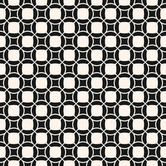 Vector geometric seamless pattern with grid, rounded shapes, squares, circles