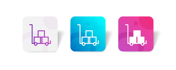 Fototapeta premium package trolley outline and solid icon in smooth gradient background button