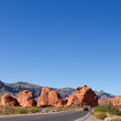 Car on scenic drive through the 