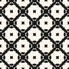 Fototapeta premium Geometric ornament pattern. Vector seamless texture with carved diagonal lattice, rounded shapes, squares. Abstract monochrome ornamental background. Design for decor, fabric, furniture, ceramic