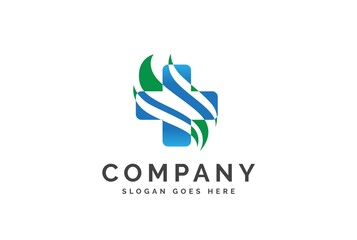 Fototapeta premium Cross health medical logo vector template