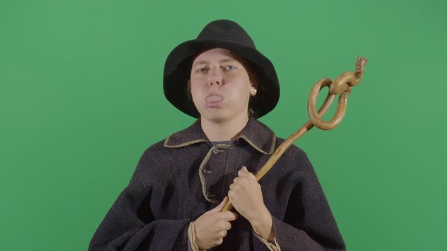 Woman Magician Farting With Tongue