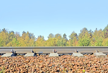 Rails on railway embankment