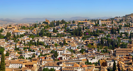 Fototapeta na wymiar view of historic section of Granada, Andalusia, Spain, viewed from hill of Alhambra
