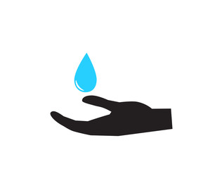hand hold water drop, watching hand , sign symbol background, vector illustration.