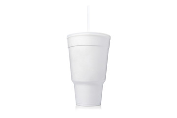 Large Styrofoam Cup with Straw