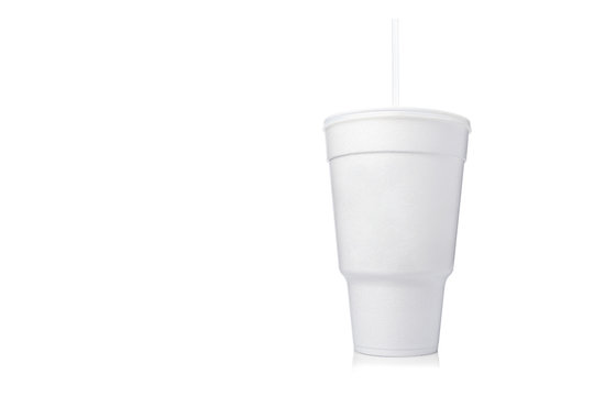 Large Styrofoam Cup with Straw
