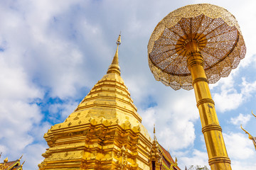 Golden Temple, Doi Suthep Temple with Sky Background Is a famous place and is a tourist destination