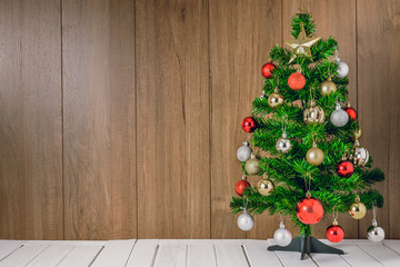 christmas tree with colorful balls ornaments