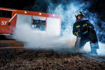 Fototapeta premium Firefighting intervention