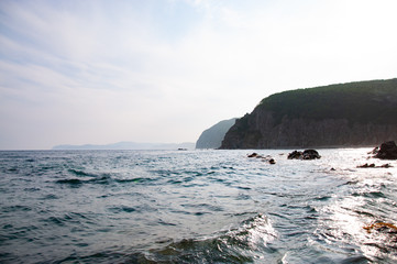 Rocky sea coast of the Russian Far East.